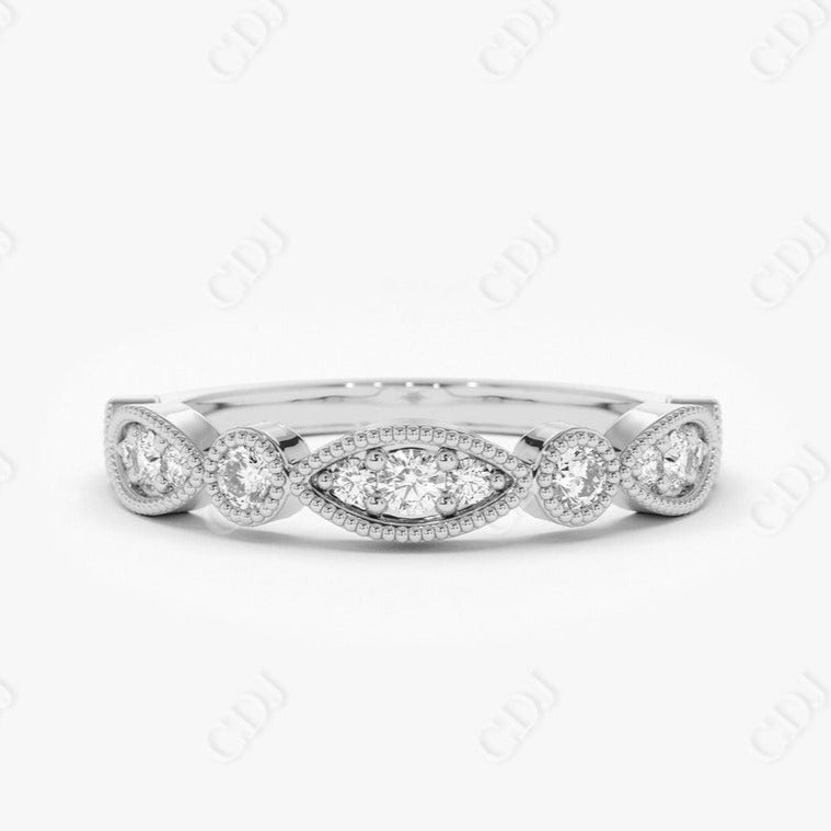 0.26CTW Lab Grown Vintage Diamond Wedding Band  customdiamjewel Sterling Silver White Gold VVS-EF