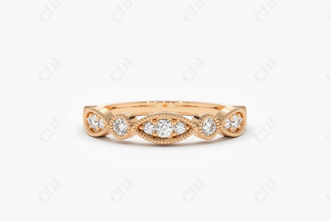 0.26CTW Lab Grown Vintage Diamond Wedding Band  customdiamjewel Sterling Silver Rose Gold VVS-EF