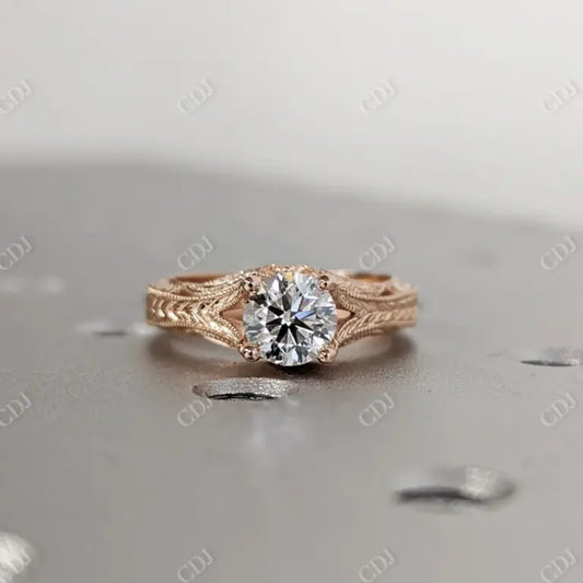 1.00CT Round Moissanite Vintage Filigree Ring  customdiamjewel 10KT Rose Gold VVS-EF