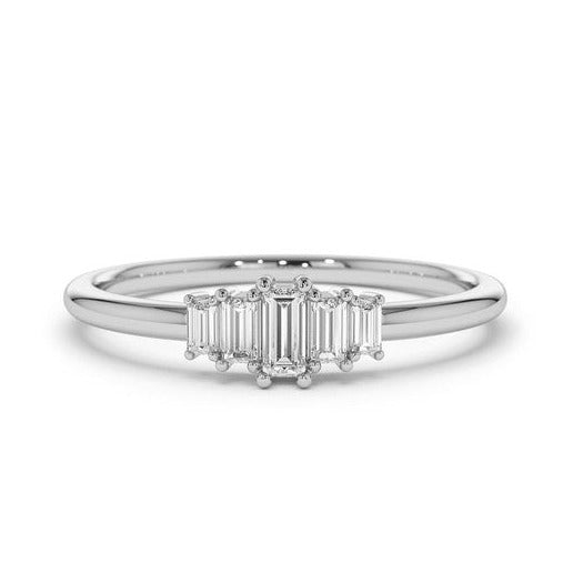 0.25CTW Step Cut Natural Diamond 5 Stone Engagement Ring  customdiamjewel 10 KT Solid Gold White Gold VVS-EF