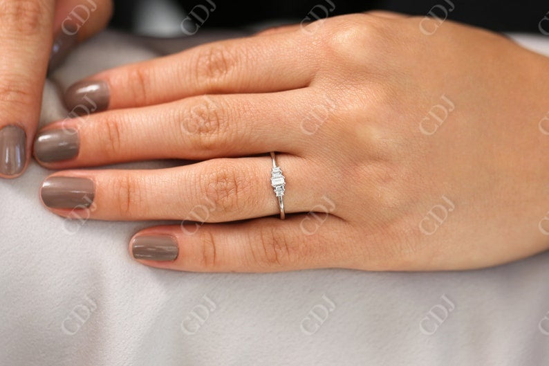 0.25CTW Step Cut Natural Diamond 5 Stone Engagement Ring  customdiamjewel   