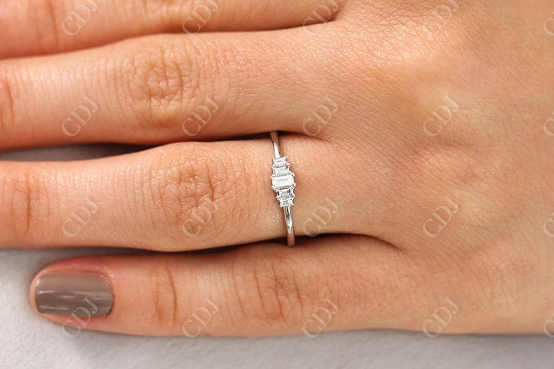 0.25CTW Step Cut Natural Diamond 5 Stone Engagement Ring  customdiamjewel   
