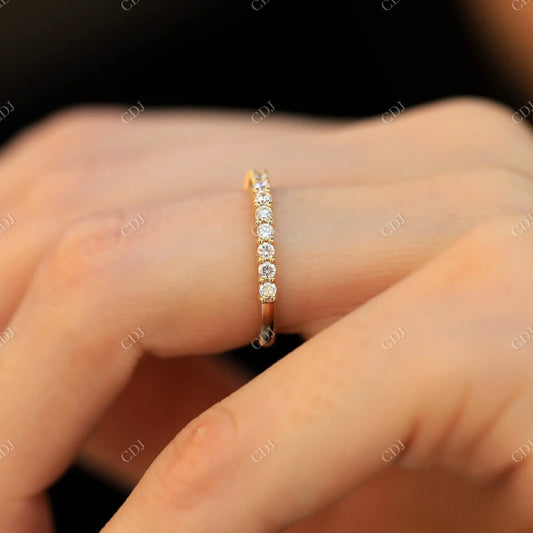 2mm Half Eternity 14K Gold Moissanite Wedding Band  customdiamjewel   