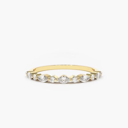 0.28CTW Alternating Marquise Round Cut Diamond Wedding Band  customdiamjewel 10KT Yellow Gold VVS-EF