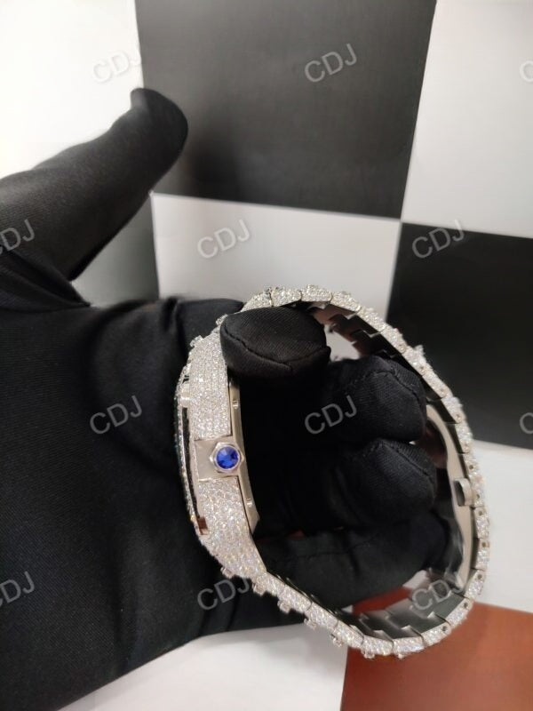 Fully Iced Out Bust Down Moissanite watch customdiamjewel