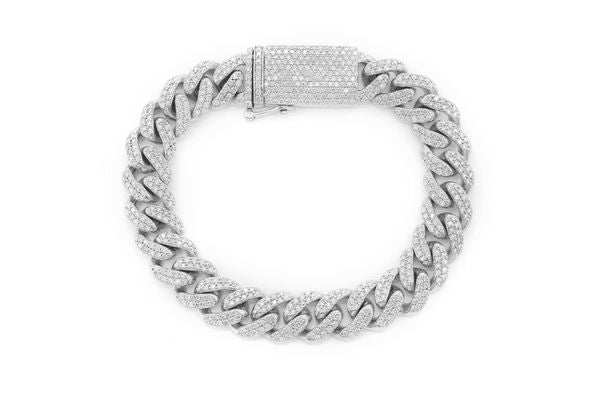 925 Sterling Silver Miami Cuban Link Diamond Bracelet  customdiamjewel   