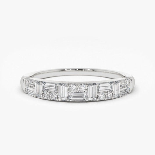 0.40CTW Baguette Cut Natural Diamond Yellow Gold Sparkle Band  customdiamjewel 10KT White Gold VVS-EF