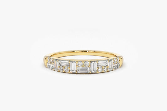 0.40CTW Baguette Cut Natural Diamond Yellow Gold Sparkle Band  customdiamjewel 10KT Yellow Gold VVS-EF
