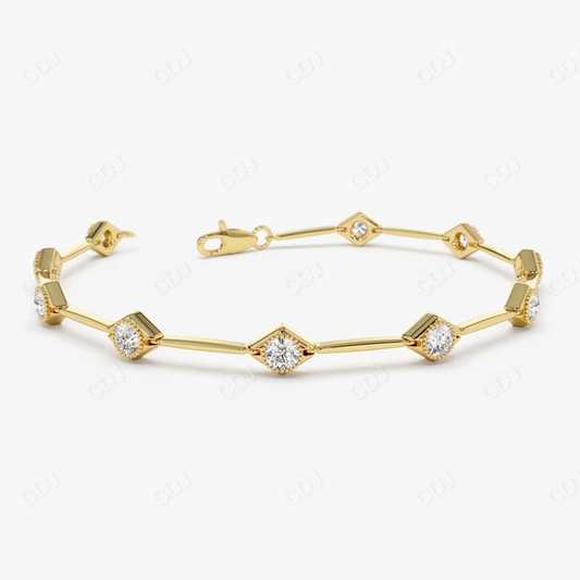 1.20CTW Moissanite Bezel Set Bracelet  customdiamjewel Sterling Silver Yellow Gold VVS-EF