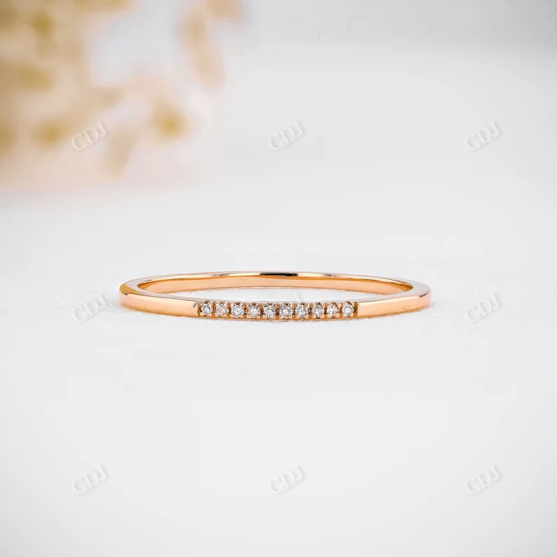 0.03CTW CVD Diamond Ultra Thin Minimalist Stackable Ring  customdiamjewel 10KT Rose Gold VVS-EF