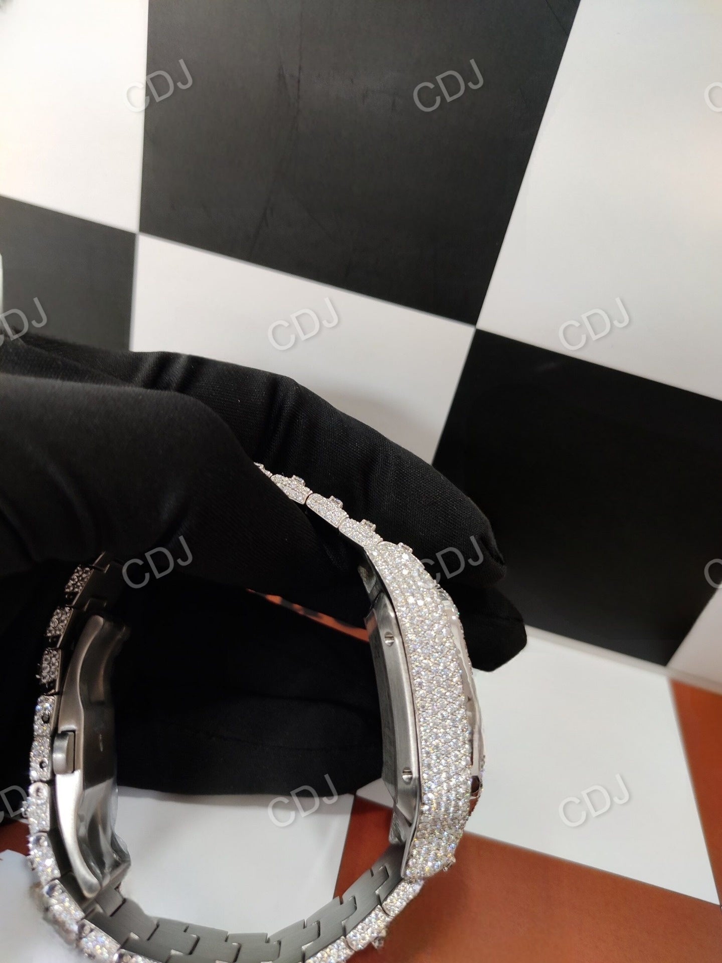 Fully Iced Out Bust Down Moissanite watch customdiamjewel