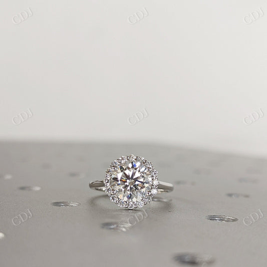 Round Cut Moissanite Halo Antique Engagement Ring  customdiamjewel 10KT White Gold VVS-EF