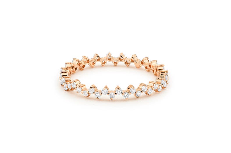 0.40CTW Round Cut Natural Diamond Zig Zag Shape Wedding Band  customdiamjewel 10 KT Solid Gold Rose Gold VVS-EF