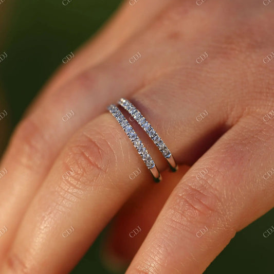 Set of 2 Half Eternity Moissanite Wedding Bands  customdiamjewel   