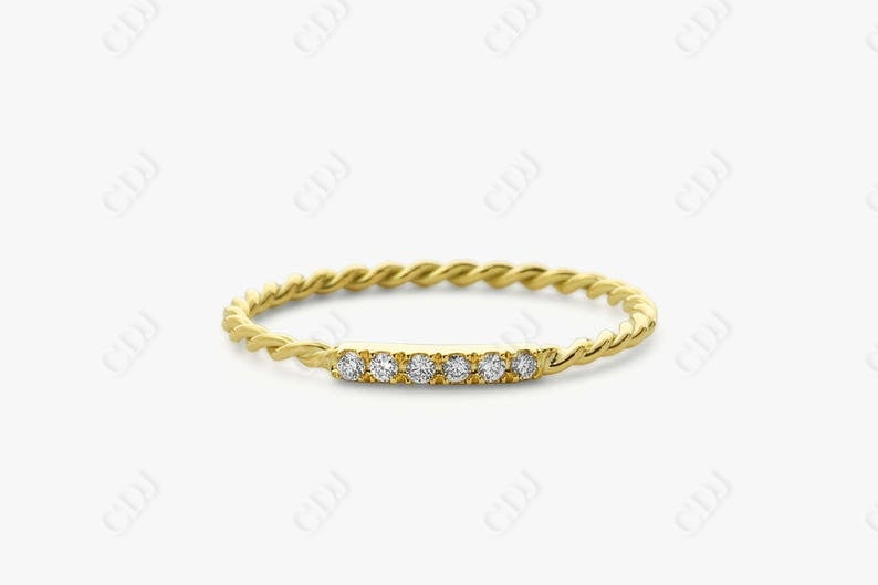 0.05CTW Lab Grown Diamond Twisted Minimalist Wedding Band  customdiamjewel Sterling Silver Yellow Gold VVS-EF