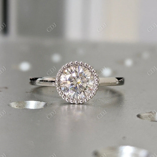 1.00CT Round Cut Moissanite Milgrain Solitaire Ring  customdiamjewel 10KT White Gold VVS-EF