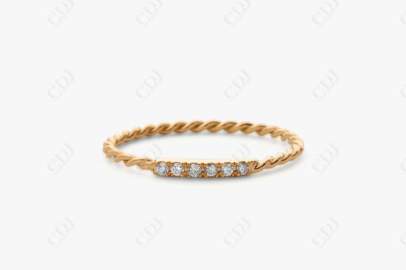 0.05CTW Lab Grown Diamond Twisted Minimalist Wedding Band  customdiamjewel Sterling Silver Rose Gold VVS-EF