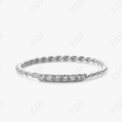 0.05CTW Lab Grown Diamond Twisted Minimalist Wedding Band  customdiamjewel Sterling Silver White Gold VVS-EF