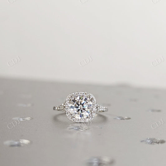 Cushion Shaped Halo Round Cut Moissanite Split Shank Engagement Ring  customdiamjewel 10KT White Gold VVS-EF