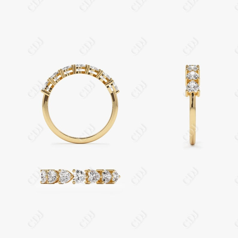 0.90CTW Lab Grown Heart Cut Half Eternity Diamond Band  customdiamjewel   