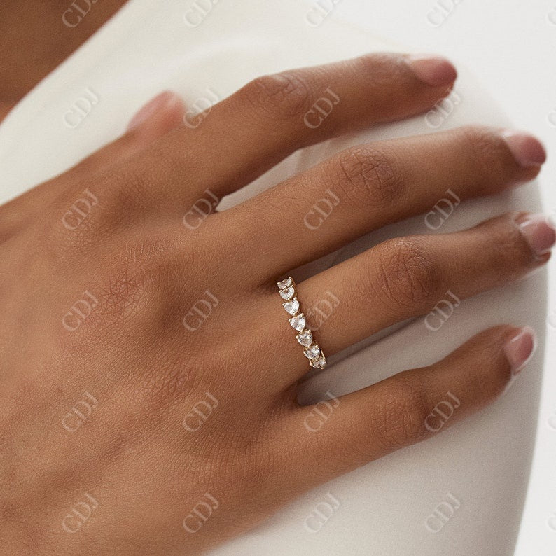 0.90CTW Lab Grown Heart Cut Half Eternity Diamond Band  customdiamjewel   