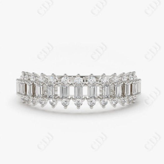 0.56CTW Lab Grown Baguette and Round Diamond Band  customdiamjewel Sterling Silver White Gold VVS-EF