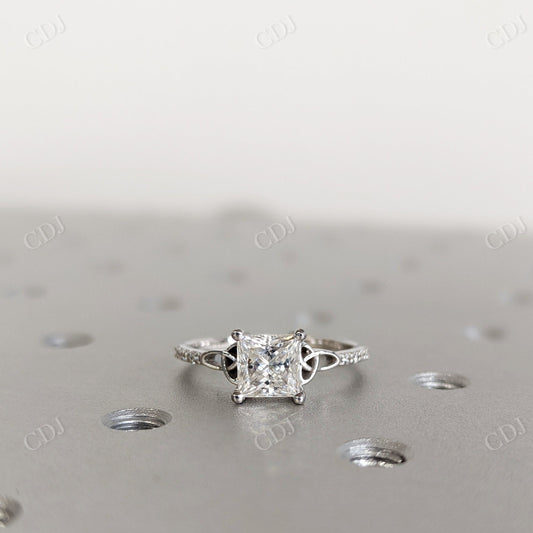 Cathedral Ring Gold Moissanite Diamond Celtic Engagement Ring  customdiamjewel 10KT White Gold VVS-EF