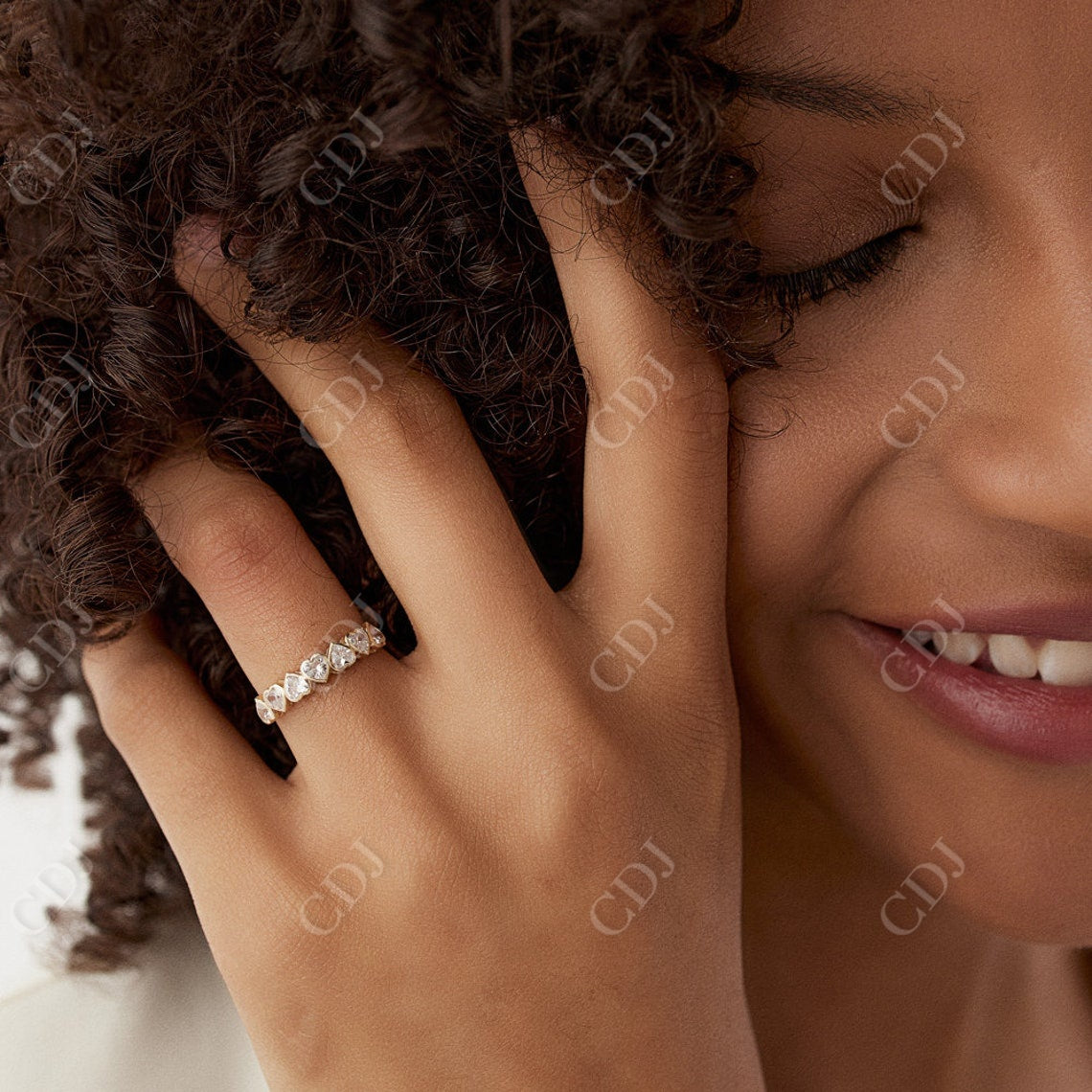 0.90CTW Heart Shape Natural Diamond Bezel Set Half Eternity Band  customdiamjewel   