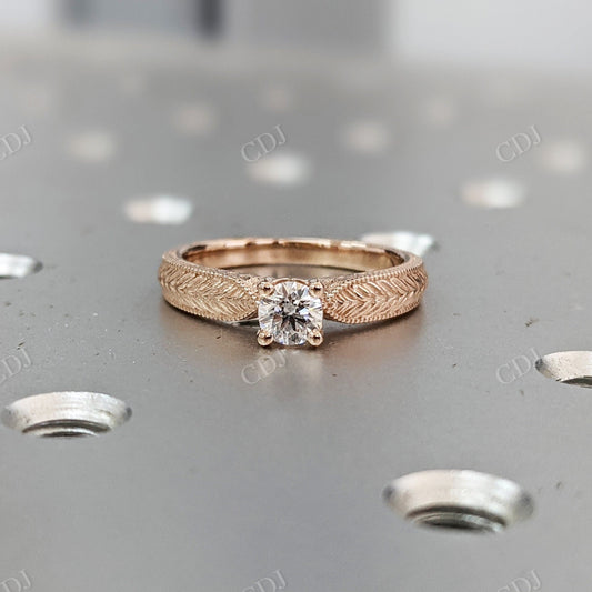 Brilliant Cut Diamond vintage Solitaire Engagement Ring  customdiamjewel 10KT Rose Gold VVS-EF