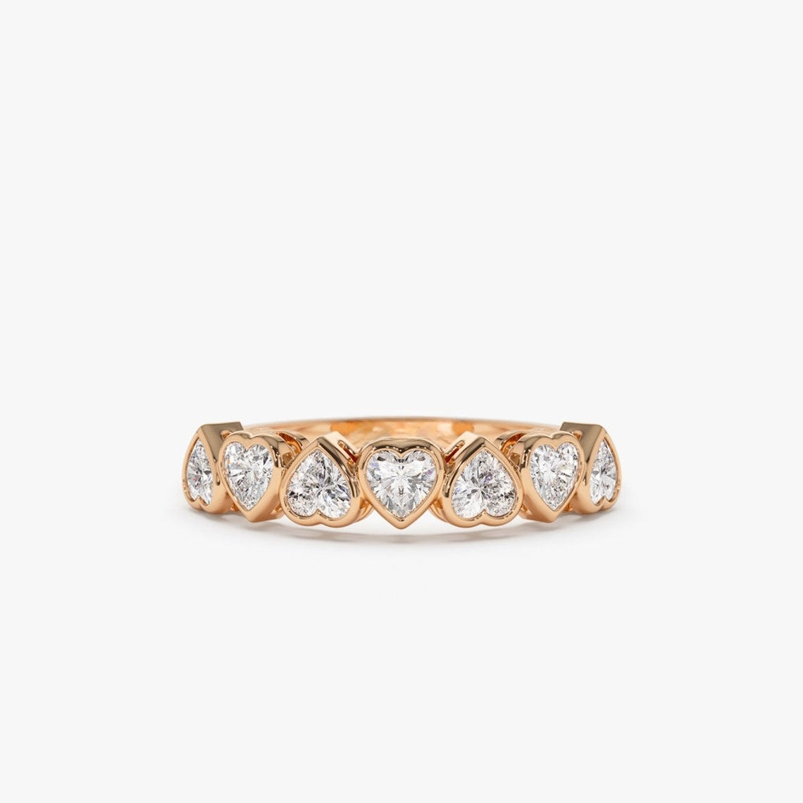0.90CTW Heart Shape Natural Diamond Bezel Set Half Eternity Band  customdiamjewel 10 KT Solid Gold Rose Gold VVS-EF