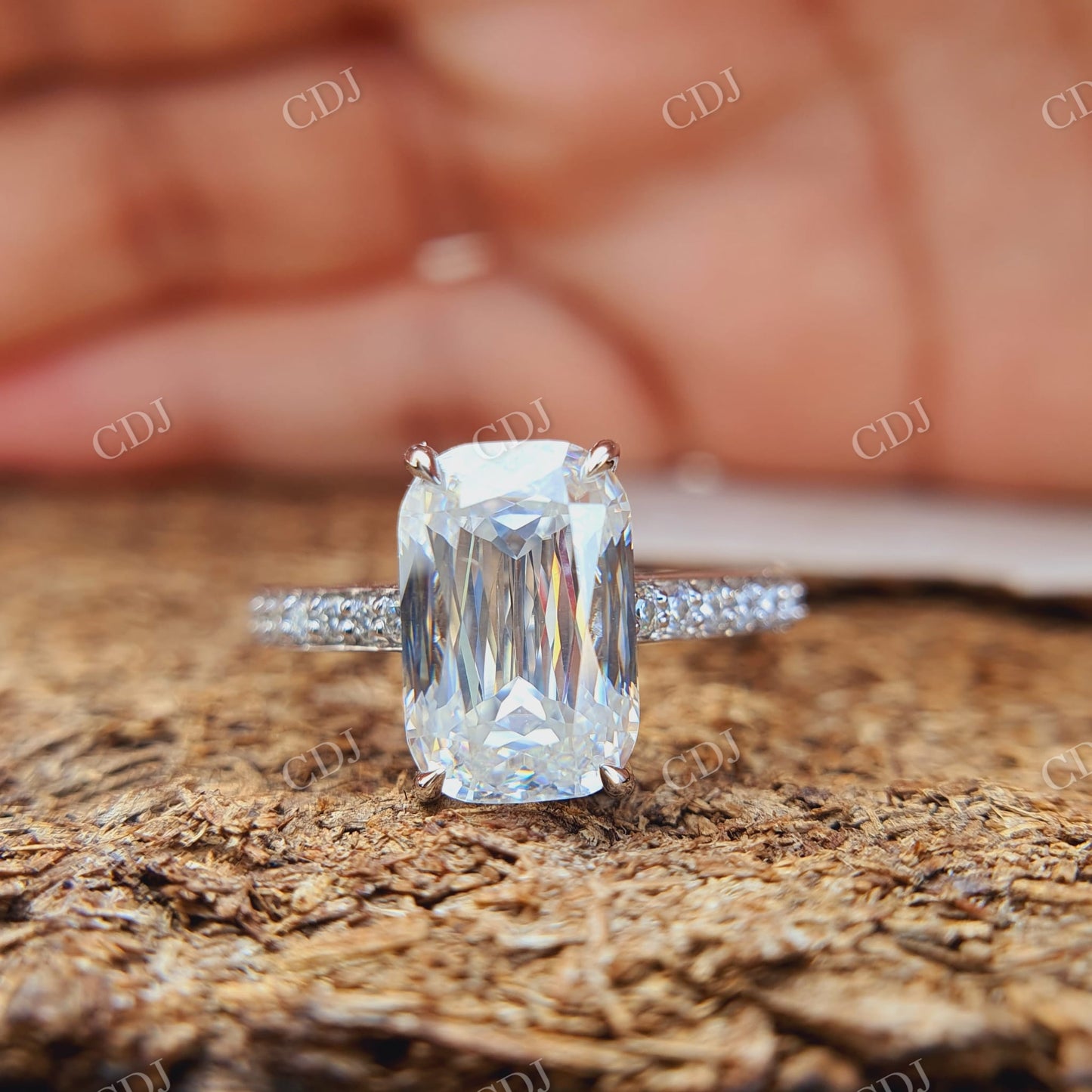 Antique Criss Cut Moissanite Engagement Ring  customdiamjewel   