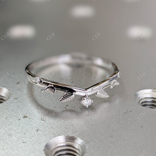 Art Deco Leaf Minimalist Diamond Wedding Band  customdiamjewel   