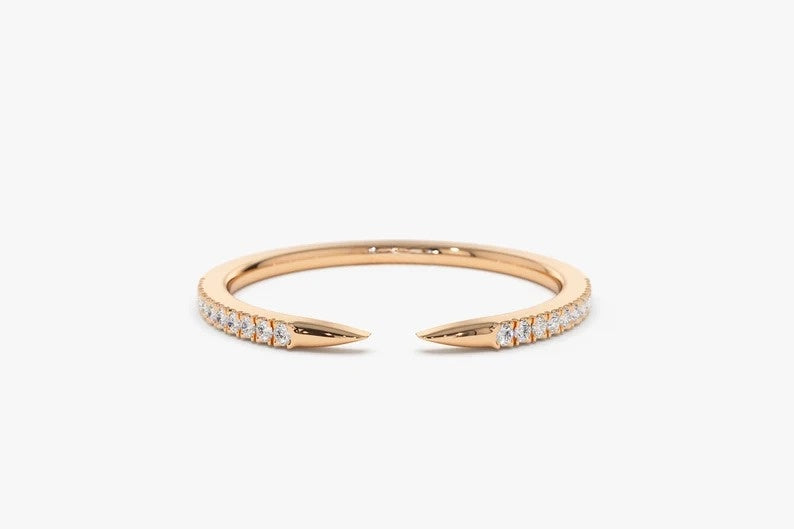 Snake Tail Open Claw Diamond Wedding Band  customdiamjewel 10KT Rose Gold VVS-EF
