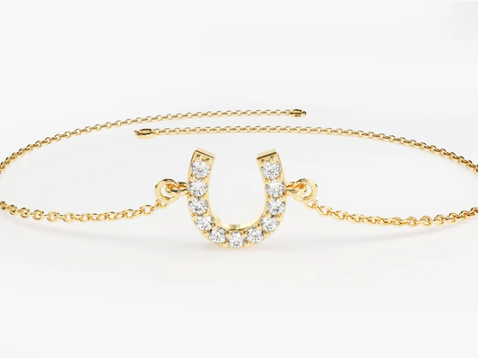 Lucky Horseshoe Moissanite Bracelet  customdiamjewel Sterling Silver Yellow Gold VVS-EF