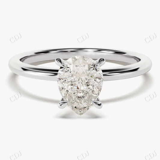 Pear Shape Moissanite Single Stone Engagement Ring  customdiamjewel 10KT White Gold VVS-EF