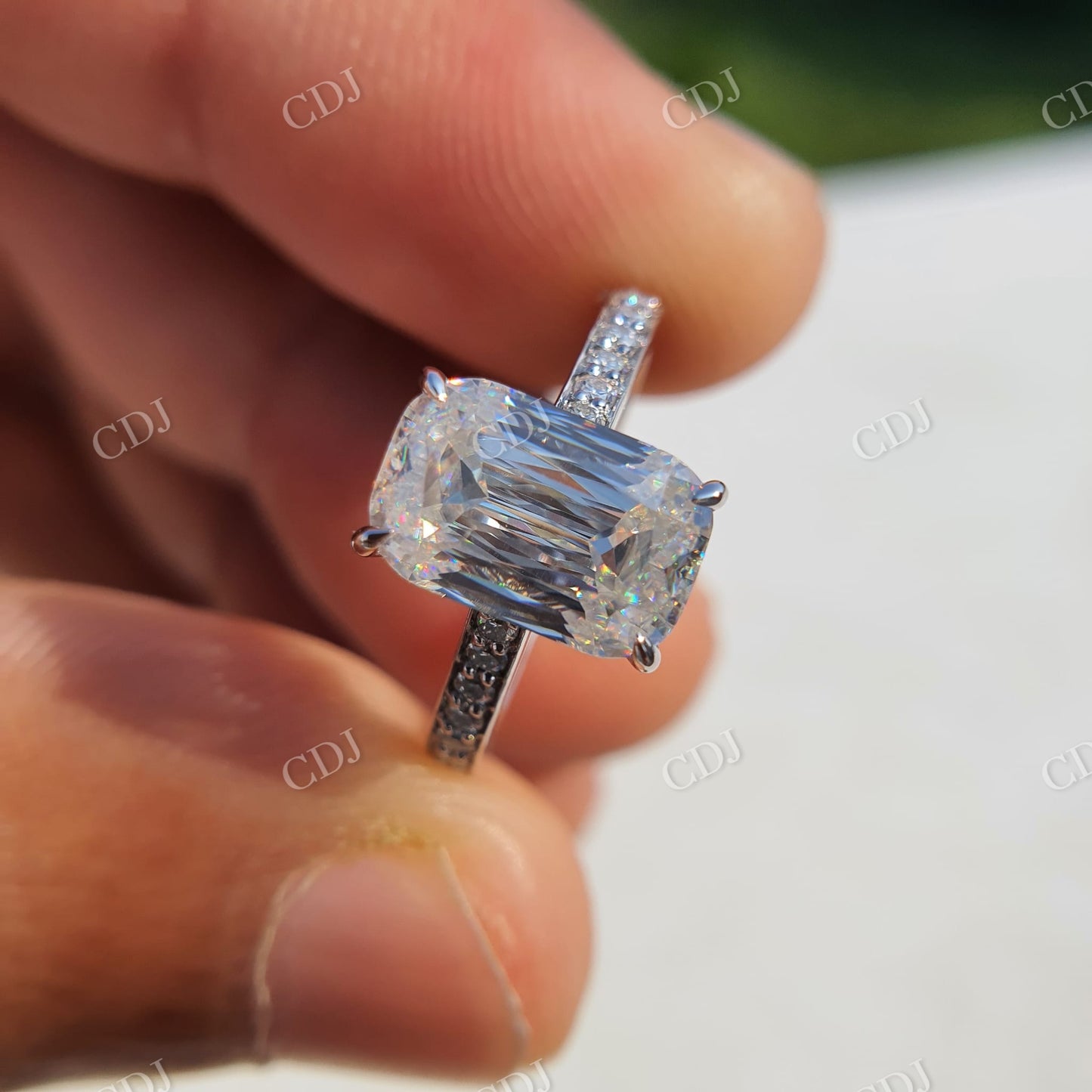 Antique Criss Cut Moissanite Engagement Ring  customdiamjewel   