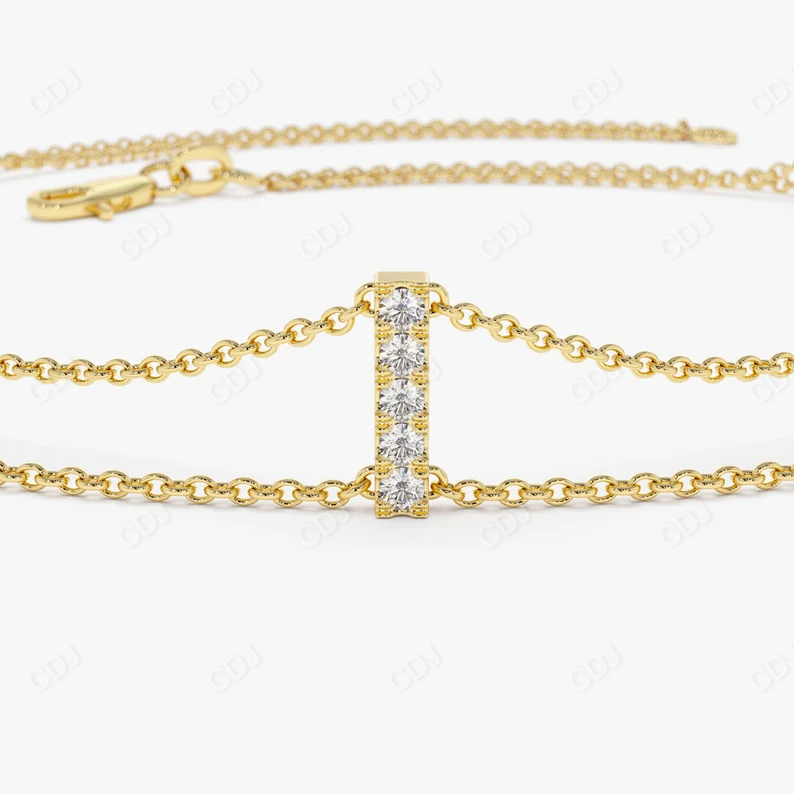 Minimal 14k Gold 5 Station Diamond Bar Bracelet  customdiamjewel   