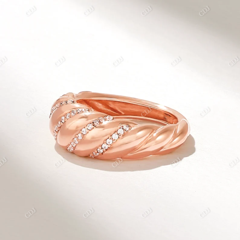 0.24CTW Iconic Pave Diamond Croissant Wedding Band  customdiamjewel 10KT Rose Gold VVS-EF