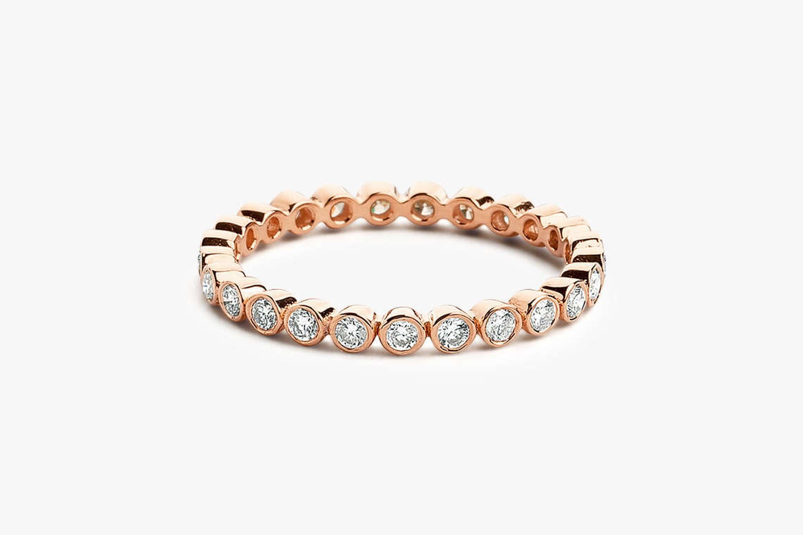 0.45CTW Natural diamond Antique Bezel Set Full Eternity Band  customdiamjewel 10KT Rose Gold VVS-EF