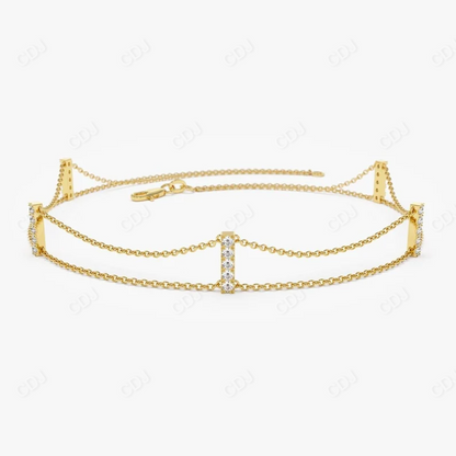 0.15CTW Moissanite Minimalist Bar Set Bracelet  customdiamjewel Sterling Silver Yellow Gold VVS-EF