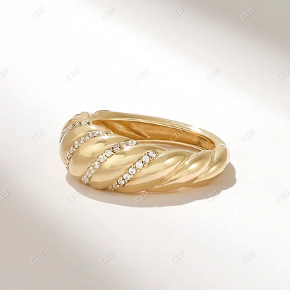 0.24CTW Iconic Pave Diamond Croissant Wedding Band  customdiamjewel 10KT Yellow Gold VVS-EF