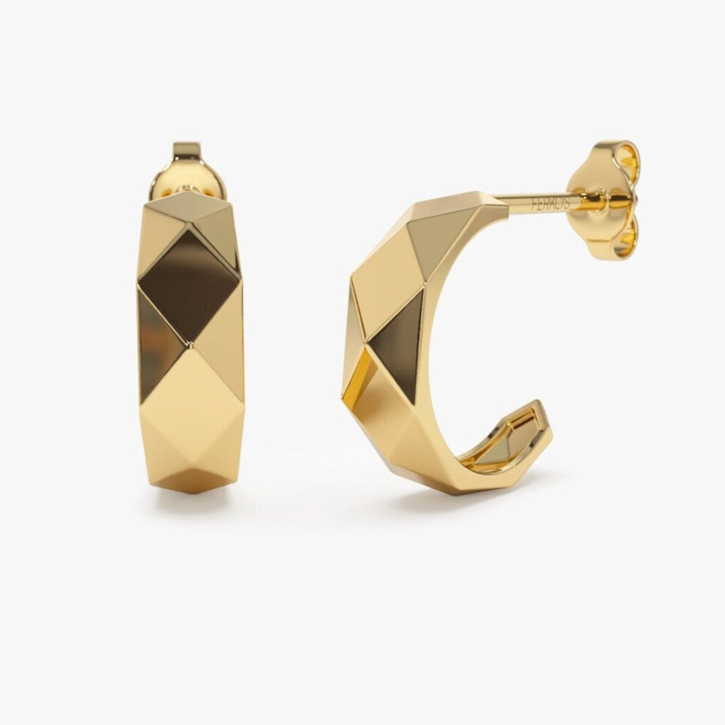 Solid Gold Statement Hoop Earring  customdiamjewel   
