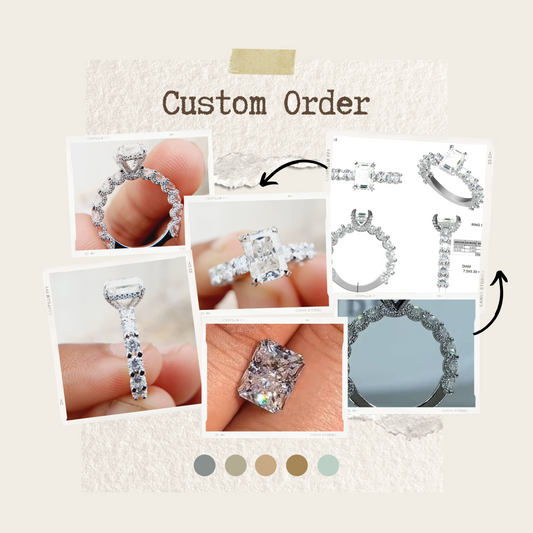 Radiant Cut Moissanite Side Round Cut Engagement Ring  customdiamjewel   