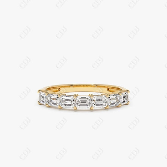 0.75CTW Lab Grown Emerald Cut Diamond Wedding Band  customdiamjewel Sterling Silver Yellow Gold VVS-EF