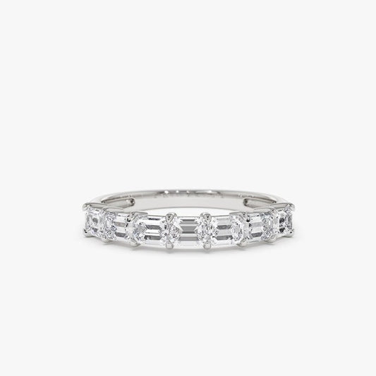 0.75CTW Baguette Cut Natural Diamond Half Eternity Wedding Band  customdiamjewel 10 KT Solid Gold White Gold VVS-EF