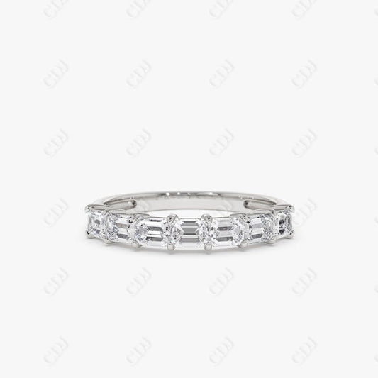 0.75CTW Lab Grown Emerald Cut Diamond Wedding Band  customdiamjewel Sterling Silver White Gold VVS-EF