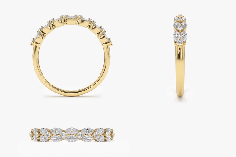 0.68CTW Marquise Cut Natural Diamond Double Row Half Eternity Band  customdiamjewel   