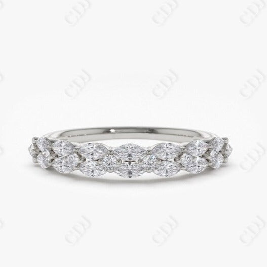 0.68CTW Lab Grown Marquise Diamond Wedding Band  customdiamjewel Sterling Silver White Gold VVS-EF