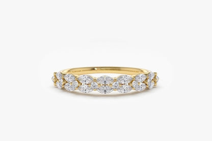 0.68CTW Marquise Cut Natural Diamond Double Row Half Eternity Band  customdiamjewel 10 KT Solid Gold Yellow Gold VVS-EF