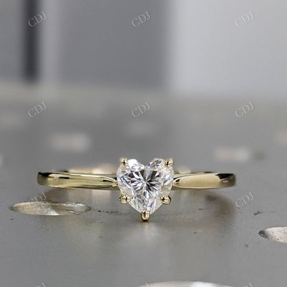 Heart Shaped Moissanite Yellow Gold Solitaire Engagement Ring